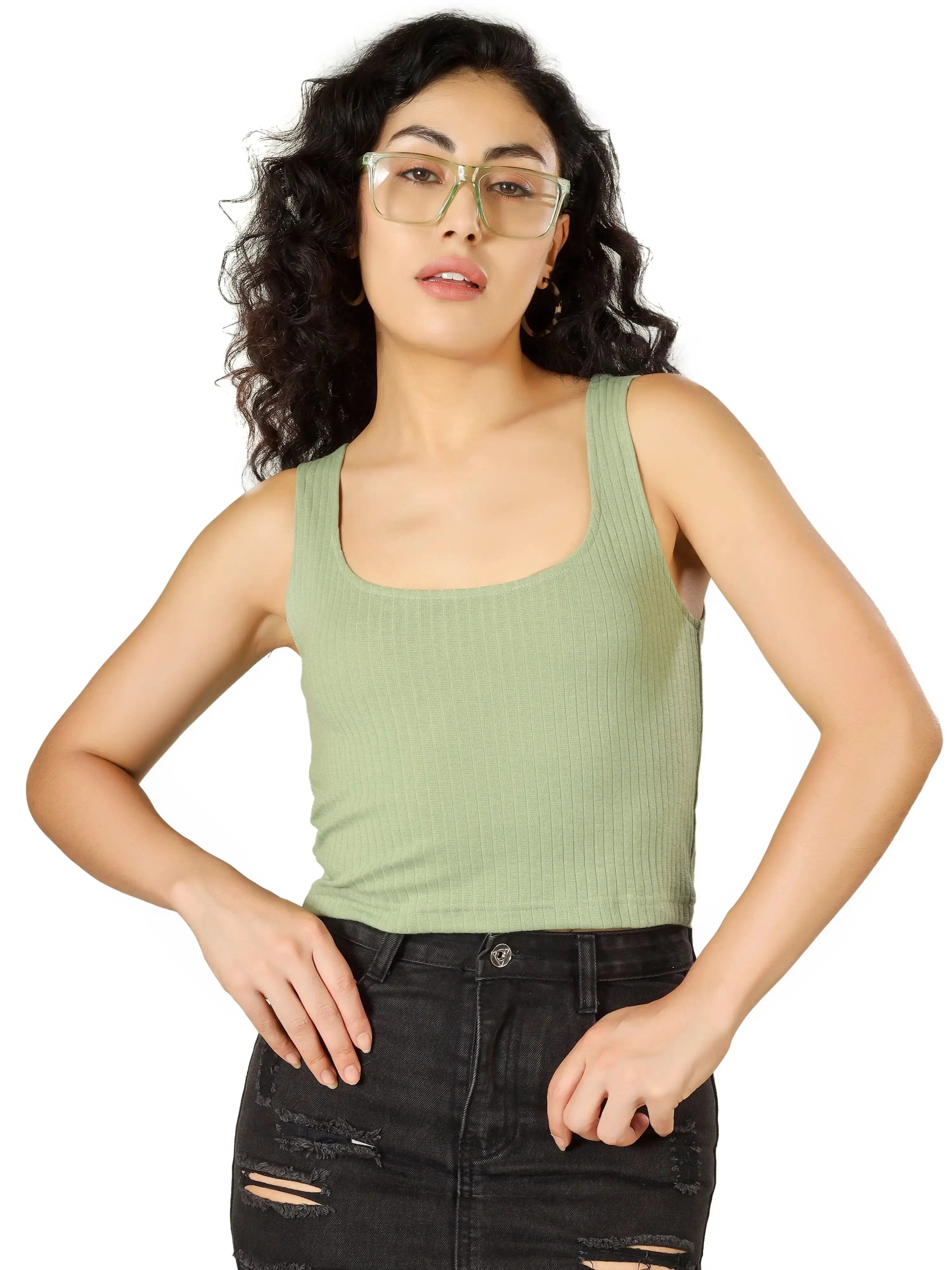 Blueficus  Casual Sleeveless Solid Women Top Blueficus